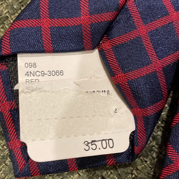 Nordstrom red navy pattern narrow silk tie - Picture 5 of 5